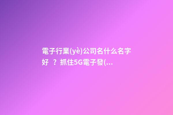 電子行業(yè)公司名什么名字好？抓住5G電子發(fā)展機(jī)遇快車道起好名